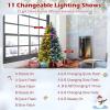 image:imageGoplus 7 FT PreLit Royal Blue Snow Flocked Christmas Tree Artificial Hinged Xmas Tree with 340 LED Lights 900 Branch Tips 3 Modes Timer Remote Metal Base Home Office Holiday DecorationGreen Pine Tree