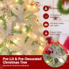 image:imageGoplus 7 FT PreLit Royal Blue Snow Flocked Christmas Tree Artificial Hinged Xmas Tree with 340 LED Lights 900 Branch Tips 3 Modes Timer Remote Metal Base Home Office Holiday DecorationWhite and Blue