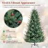 image:imageGoplus 7 FT PreLit Royal Blue Snow Flocked Christmas Tree Artificial Hinged Xmas Tree with 340 LED Lights 900 Branch Tips 3 Modes Timer Remote Metal Base Home Office Holiday DecorationMulticolored With Pine Cones