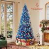 image:imageGoplus 7 FT PreLit Royal Blue Snow Flocked Christmas Tree Artificial Hinged Xmas Tree with 340 LED Lights 900 Branch Tips 3 Modes Timer Remote Metal Base Home Office Holiday DecorationBlue