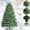 image:imageGoplus 7 FT PreLit Royal Blue Snow Flocked Christmas Tree Artificial Hinged Xmas Tree with 340 LED Lights 900 Branch Tips 3 Modes Timer Remote Metal Base Home Office Holiday DecorationGreen Pine Tree