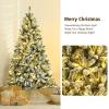 image:imageGoplus 7FT PreLit Snow Flocked Christmas Tree Artificial Hinged Xmas Tree W 450 LED Lights Foldable Metal Stand and 1116 Branch Tips Fake Snow Flocked Tree for Indoor Home Office Party DecorationGreen