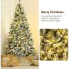 image:imageGoplus 7FT PreLit Snow Flocked Christmas Tree Artificial Hinged Xmas Tree W 450 LED Lights Foldable Metal Stand and 1116 Branch Tips Fake Snow Flocked Tree for Indoor Home Office Party DecorationGreen