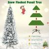 image:imageGoplus 7FT PreLit Snow Flocked Christmas Tree Artificial Hinged Xmas Tree W 450 LED Lights Foldable Metal Stand and 1116 Branch Tips Fake Snow Flocked Tree for Indoor Home Office Party DecorationWhite
