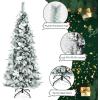image:imageGoplus 7FT PreLit Snow Flocked Christmas Tree Artificial Hinged Xmas Tree W 450 LED Lights Foldable Metal Stand and 1116 Branch Tips Fake Snow Flocked Tree for Indoor Home Office Party DecorationWhite