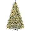 image:imageGoplus 7FT PreLit Snow Flocked Christmas Tree Artificial Hinged Xmas Tree W 450 LED Lights Foldable Metal Stand and 1116 Branch Tips Fake Snow Flocked Tree for Indoor Home Office Party DecorationGreen