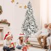 image:imageGoplus 7FT PreLit Snow Flocked Christmas Tree Artificial Hinged Xmas Tree W 450 LED Lights Foldable Metal Stand and 1116 Branch Tips Fake Snow Flocked Tree for Indoor Home Office Party DecorationSnowy