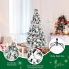image:imageGoplus 7FT PreLit Snow Flocked Christmas Tree Artificial Hinged Xmas Tree W 450 LED Lights Foldable Metal Stand and 1116 Branch Tips Fake Snow Flocked Tree for Indoor Home Office Party DecorationSnowy