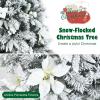 image:imageGoplus 7FT PreLit Snow Flocked Christmas Tree Artificial Hinged Xmas Tree W 450 LED Lights Foldable Metal Stand and 1116 Branch Tips Fake Snow Flocked Tree for Indoor Home Office Party DecorationWhite