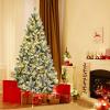 image:imageGoplus 7FT PreLit Snow Flocked Christmas Tree Artificial Hinged Xmas Tree W 450 LED Lights Foldable Metal Stand and 1116 Branch Tips Fake Snow Flocked Tree for Indoor Home Office Party DecorationGreen