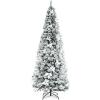 image:imageGoplus 7FT PreLit Snow Flocked Christmas Tree Artificial Hinged Xmas Tree W 450 LED Lights Foldable Metal Stand and 1116 Branch Tips Fake Snow Flocked Tree for Indoor Home Office Party DecorationWhite
