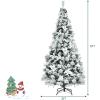 image:imageGoplus 7FT PreLit Snow Flocked Christmas Tree Artificial Hinged Xmas Tree W 450 LED Lights Foldable Metal Stand and 1116 Branch Tips Fake Snow Flocked Tree for Indoor Home Office Party DecorationSnowy