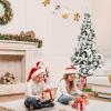 image:imageGoplus 7FT PreLit Snow Flocked Christmas Tree Artificial Hinged Xmas Tree W 450 LED Lights Foldable Metal Stand and 1116 Branch Tips Fake Snow Flocked Tree for Indoor Home Office Party DecorationSnowy