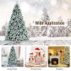 image:imageGoplus 7FT PreLit Snow Flocked Christmas Tree Artificial Hinged Xmas Tree W 450 LED Lights Foldable Metal Stand and 1116 Branch Tips Fake Snow Flocked Tree for Indoor Home Office Party DecorationGreen