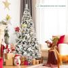 image:imageGoplus 7FT PreLit Snow Flocked Christmas Tree Artificial Hinged Xmas Tree W 450 LED Lights Foldable Metal Stand and 1116 Branch Tips Fake Snow Flocked Tree for Indoor Home Office Party DecorationSnowy