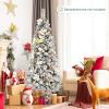 image:imageGoplus 7FT PreLit Snow Flocked Christmas Tree Artificial Hinged Xmas Tree W 450 LED Lights Foldable Metal Stand and 1116 Branch Tips Fake Snow Flocked Tree for Indoor Home Office Party DecorationWhite