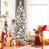 image:imageGoplus 7FT PreLit Snow Flocked Christmas Tree Artificial Hinged Xmas Tree W 450 LED Lights Foldable Metal Stand and 1116 Branch Tips Fake Snow Flocked Tree for Indoor Home Office Party DecorationWhite