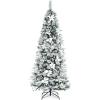 image:imageGoplus 7FT PreLit Snow Flocked Christmas Tree Artificial Hinged Xmas Tree W 450 LED Lights Foldable Metal Stand and 1116 Branch Tips Fake Snow Flocked Tree for Indoor Home Office Party DecorationWhite