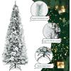 image:imageGoplus 7FT PreLit Snow Flocked Christmas Tree Artificial Hinged Xmas Tree W 450 LED Lights Foldable Metal Stand and 1116 Branch Tips Fake Snow Flocked Tree for Indoor Home Office Party DecorationWhite