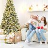 image:imageGoplus 7FT PreLit Snow Flocked Christmas Tree Artificial Hinged Xmas Tree W 450 LED Lights Foldable Metal Stand and 1116 Branch Tips Fake Snow Flocked Tree for Indoor Home Office Party DecorationGreen