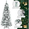 image:imageGoplus 7FT PreLit Snow Flocked Christmas Tree Artificial Hinged Xmas Tree W 450 LED Lights Foldable Metal Stand and 1116 Branch Tips Fake Snow Flocked Tree for Indoor Home Office Party DecorationWhite