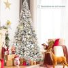 image:imageGoplus 7FT PreLit Snow Flocked Christmas Tree Artificial Hinged Xmas Tree W 450 LED Lights Foldable Metal Stand and 1116 Branch Tips Fake Snow Flocked Tree for Indoor Home Office Party DecorationSnowy