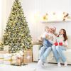 image:imageGoplus 7FT PreLit Snow Flocked Christmas Tree Artificial Hinged Xmas Tree W 450 LED Lights Foldable Metal Stand and 1116 Branch Tips Fake Snow Flocked Tree for Indoor Home Office Party DecorationGreen