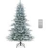 image:imageGoplus 7FT PreLit Snow Flocked Christmas Tree Artificial Hinged Xmas Tree W 450 LED Lights Foldable Metal Stand and 1116 Branch Tips Fake Snow Flocked Tree for Indoor Home Office Party DecorationCool White