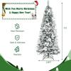 image:imageGoplus 7FT PreLit Snow Flocked Christmas Tree Artificial Hinged Xmas Tree W 450 LED Lights Foldable Metal Stand and 1116 Branch Tips Fake Snow Flocked Tree for Indoor Home Office Party DecorationWhite