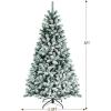 image:imageGoplus 7FT PreLit Snow Flocked Christmas Tree Artificial Hinged Xmas Tree W 450 LED Lights Foldable Metal Stand and 1116 Branch Tips Fake Snow Flocked Tree for Indoor Home Office Party DecorationGreen