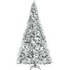 image:imageGoplus 7FT PreLit Snow Flocked Christmas Tree Artificial Hinged Xmas Tree W 450 LED Lights Foldable Metal Stand and 1116 Branch Tips Fake Snow Flocked Tree for Indoor Home Office Party DecorationSnowy
