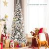image:imageGoplus 7FT PreLit Snow Flocked Christmas Tree Artificial Hinged Xmas Tree W 450 LED Lights Foldable Metal Stand and 1116 Branch Tips Fake Snow Flocked Tree for Indoor Home Office Party DecorationWhite