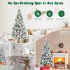 image:imageGoplus 7FT PreLit Snow Flocked Christmas Tree Artificial Hinged Xmas Tree W 450 LED Lights Foldable Metal Stand and 1116 Branch Tips Fake Snow Flocked Tree for Indoor Home Office Party DecorationSnowy