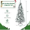 image:imageGoplus 7FT PreLit Snow Flocked Christmas Tree Artificial Hinged Xmas Tree W 450 LED Lights Foldable Metal Stand and 1116 Branch Tips Fake Snow Flocked Tree for Indoor Home Office Party DecorationWhite