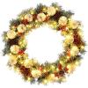 image:imageGoplus 30 Prelit Christmas Wreath Snow Flocked Lighted Xmas Wreath w 50 LED Lights Timer Pine Cone and Red Berries Battery Operated Front Door Artificial Wreath for Holiday Festival DecorationSnow Flocked