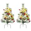 image:imageGoplus 4ft Flocked White Christmas Tree for Entrances Prelit Artificial Xmas Tree wWarm White LED Lights Flowers amp White Berries in Black Urn Base Porch Festival Holiday DecorationSnow