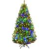 image:imageGoplus 6FT PreLit Artificial Christmas Tree Hinged Spruce Xmas Full Tree with 350 LED Multicolor Lights 11 Lighting Modes 1000 PVC Branch Foldable Base for Indoor Home Office Decoration