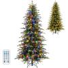 image:imageGoplus 7 FT PreLit Royal Blue Snow Flocked Christmas Tree Artificial Hinged Xmas Tree with 340 LED Lights 900 Branch Tips 3 Modes Timer Remote Metal Base Home Office Holiday DecorationMulticolored With Mixed Tips