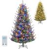 image:imageGoplus 7 FT PreLit Royal Blue Snow Flocked Christmas Tree Artificial Hinged Xmas Tree with 340 LED Lights 900 Branch Tips 3 Modes Timer Remote Metal Base Home Office Holiday DecorationMulticolored With Pine Cones
