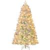 image:imageGoplus 7 FT PreLit Royal Blue Snow Flocked Christmas Tree Artificial Hinged Xmas Tree with 340 LED Lights 900 Branch Tips 3 Modes Timer Remote Metal Base Home Office Holiday DecorationWhite and Blue