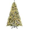 image:imageGoplus 7FT PreLit Snow Flocked Christmas Tree Artificial Hinged Xmas Tree W 450 LED Lights Foldable Metal Stand and 1116 Branch Tips Fake Snow Flocked Tree for Indoor Home Office Party DecorationGreen