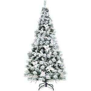 image:imageGoplus 7FT PreLit Snow Flocked Christmas Tree Artificial Hinged Xmas Tree W 450 LED Lights Foldable Metal Stand and 1116 Branch Tips Fake Snow Flocked Tree for Indoor Home Office Party DecorationSnowy