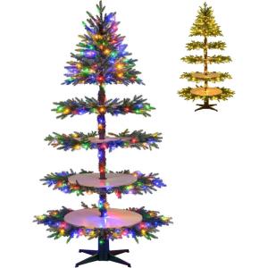 image:imageGoplus 9ft Artificial Prelit Christmas Tree Premium Spruce Hinged Tree with 700 LED Lights and Solid Metal Stand ULCertified Transformer64 ft  220 Lights