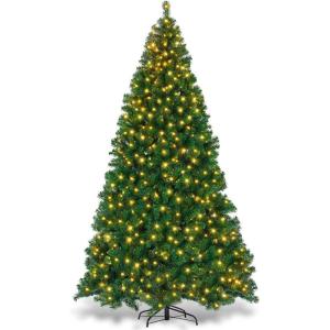 image:imageGoplus 9ft Artificial Prelit Christmas Tree Premium Spruce Hinged Tree with 700 LED Lights and Solid Metal Stand ULCertified Transformer9 ft  700 Lights