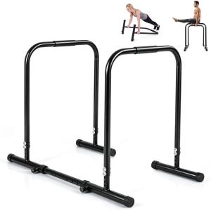 image:imageGoplus Adjustable Dip Bar Heavy Duty Parallette Push Up Stand with 660 LBS Capacity AntiSlip Foam Grips Portable Fitness Workout Dip Station for Home Gym Calisthenics1 Side Locked