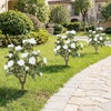 image:imageGoplus 275 Artificial Cypress Topiary Trees Set of 2 Faux Topiary Bushes Shrubs with Ground Spikes Indoor Outdoor SunResistant Fake Evergreen Shrub Plants for Front Porch Patio Home DecorationWhite Rose