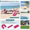 image:imageGoplus Tanning Chair Folding Beach Lounge Chair with Face Hole Removable Pillow Carry Strap Position Adjustable Sunbathing Chair Portable Outside Lounge Chair for Patio Pool 1 RedPink