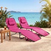 image:imageGoplus Tanning Chair Folding Beach Lounge Chair with Face Hole Removable Pillow Carry Strap Position Adjustable Sunbathing Chair Portable Outside Lounge Chair for Patio Pool 1 RedPink