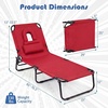 image:imageGoplus Tanning Chair Folding Beach Lounge Chair with Face Hole Removable Pillow Carry Strap Position Adjustable Sunbathing Chair Portable Outside Lounge Chair for Patio Pool 1 RedRed