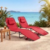 image:imageGoplus Tanning Chair Folding Beach Lounge Chair with Face Hole Removable Pillow Carry Strap Position Adjustable Sunbathing Chair Portable Outside Lounge Chair for Patio Pool 1 RedRed